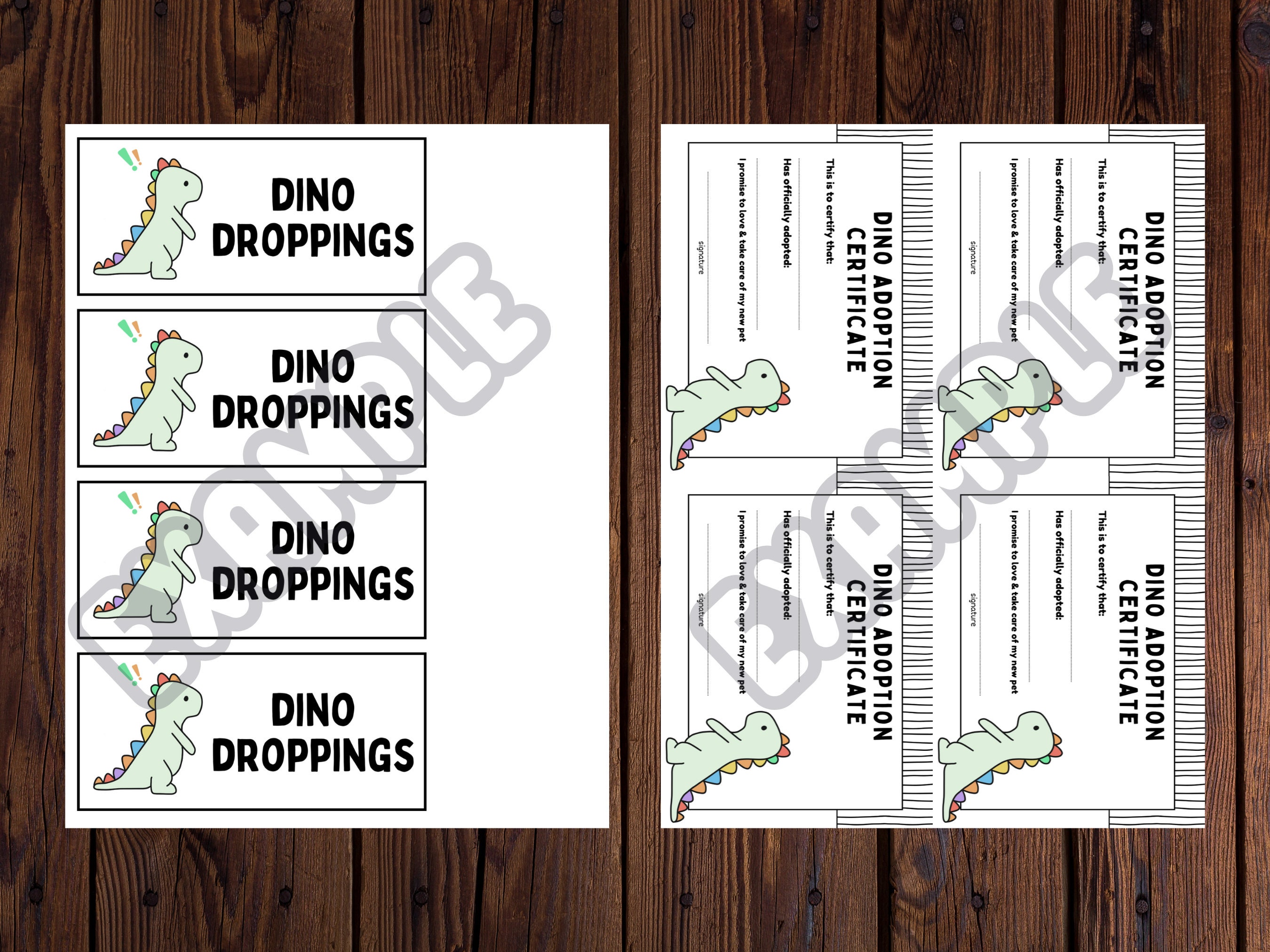 Adopt-a-dino Printable Kit Dinosaur Adoption Certificate for - Etsy