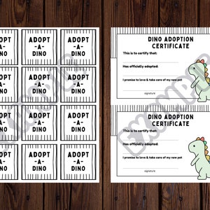 Adopt-a-dino Printable Kit Dinosaur Adoption Certificate for - Etsy