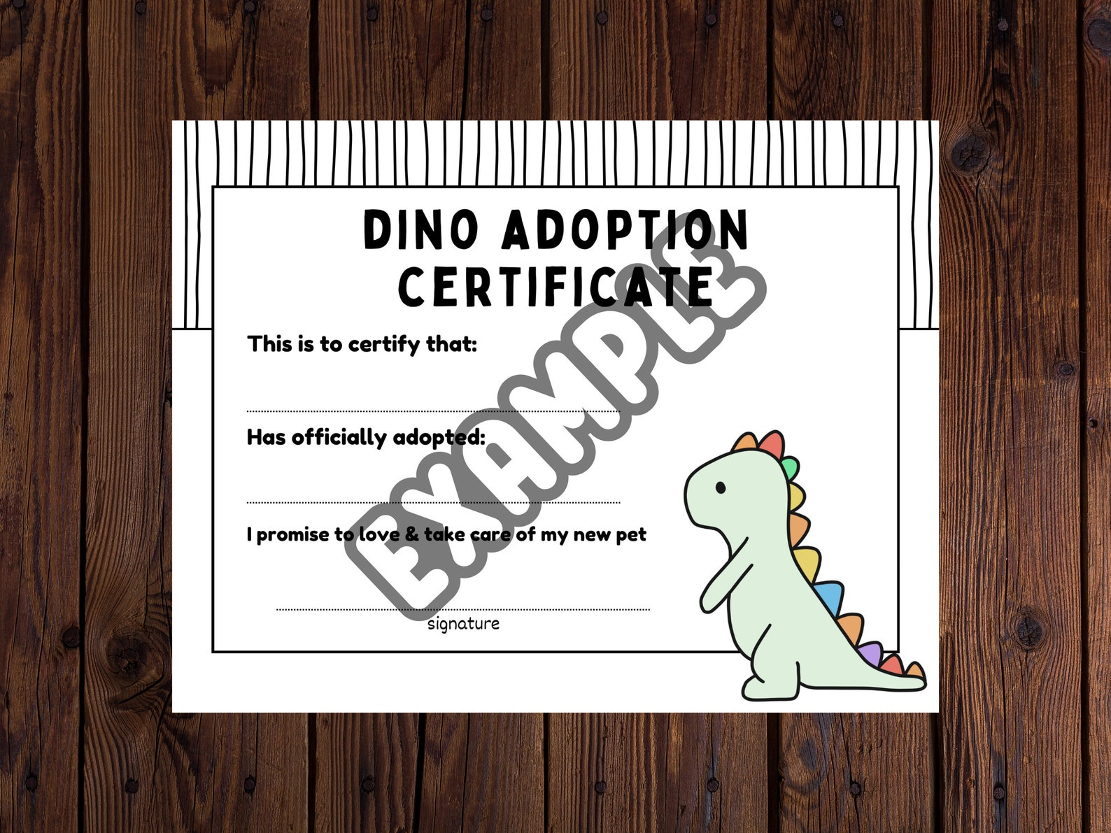 Adopt-a-dino Printable Kit Dinosaur Adoption Certificate for - Etsy