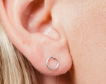 Handmade Sterling Silver Stud Earrings, Minimalist Circle Jewelry