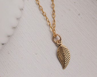 Dainty Gold Necklace, Gold Leaf Necklace, 14k Gold Necklace, Gold Necklace, Gold Chain Necklace, Necklace For Woman, Charm Necklace