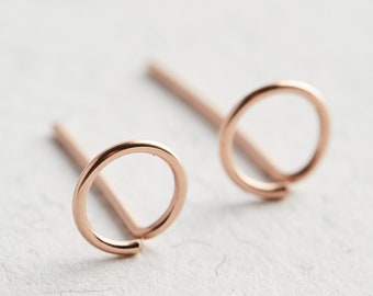 14K Rose Gold Earrings, Rose Gold Stud Earrings, Rose Gold Earrings, Gold Earrings, Minimalist Earrings, Stud Earrings, Gold Stud Earrings