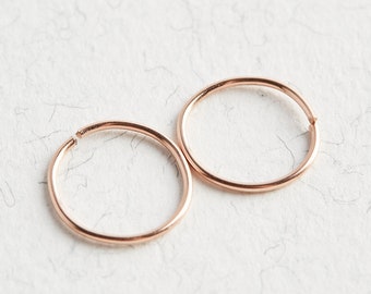 Rose Gold Hoop Earrings, 14k Rose Gold Earrings, Gold Hoop Earrings, Hoop Earrings, Set of Hoop Earrings, Hoop Earrings Set