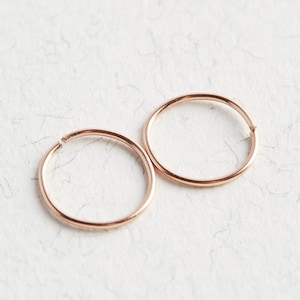 Rose Gold Creolen, 14k Rose Gold Ohrringe, Gold Creolen, Creolen, Set aus Creolen