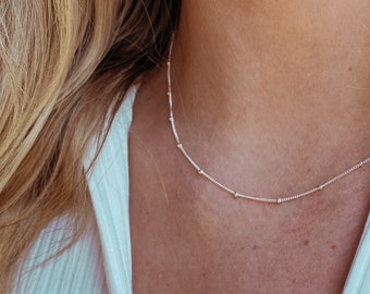 Sterling Silver Necklace, Satellite Necklace, Silver Choker, Womens Silver Necklace, Necklaces For Women, Silver Chain Necklace,