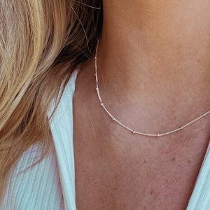 Sterling Silver Necklace, Satellite Necklace, Silver Choker, Womens Silver Necklace, Necklaces For Women, Silver Chain Necklace,