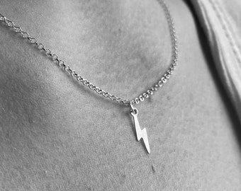 Silver Lightning Necklace, Sterling Silver Necklace, Silver Necklace, Silver Chain Necklace, Silver Chain Necklace, Gift For Her