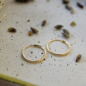 14K Gold Earrings, Solid Gold Earrings, 14K Gold Hoop Earrings, 15MM Gold Hoop Earrings, Gold Earrings, Gold Hoops, Minimalist Earrings