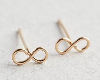 Gold Infinity Earrings, Gold Stud Earrings, Gold Earrings, Stud Earrings, Minimalist Earrings, 14k Gold Earrings, Gold Earring Studs