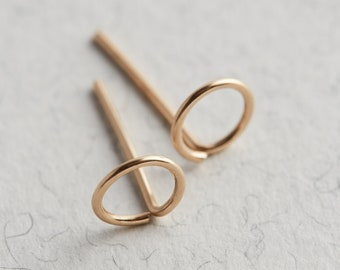 Gold Earrings, 14k Gold Earrings, Gold Stud Earrings, Circle Earrings, Minimalist Earrings, Geometric Earrings, Gold Hoop Earrings