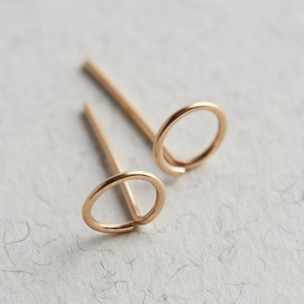 Gold Earrings, 14k Gold Earrings, Gold Stud Earrings, Circle Earrings, Minimalist Earrings, Geometric Earrings, Gold Hoop Earrings