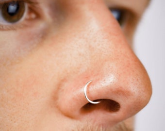 Sterling Silver Nose Ring Hoop, Silver Nose Ring, Nose Hoop, Thin Nose Ring, Nose Jewellery, Gift For Her, Unique Nose Ring