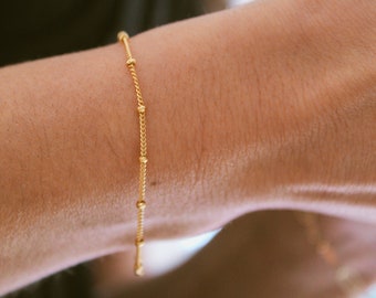 Handmade 14K Gold Filled Satellite Bracelet, Dainty Layering Chain