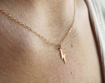 Gold Lightning Bolt Necklace, 14k Gold Necklace, Gold Necklace, Necklace For Women, Lightning Necklace, Gold Necklace for Women