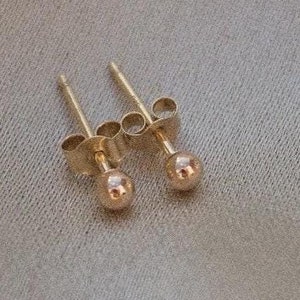 14k Gold Ball Stud Earrings, Minimalist Earrings, Tiny Earring, Tiny Studs, Ear Stack, Gold Earrings, Piercing Jewellery, Minimal Jewellery