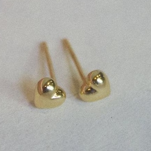 Solid Gold Heart Earrings, Heart Earrings, Gold Stud Earring, Gold Heart Earrings, Gold Earrings, Cute Earrings, Gift For Her, Tiny Earrings