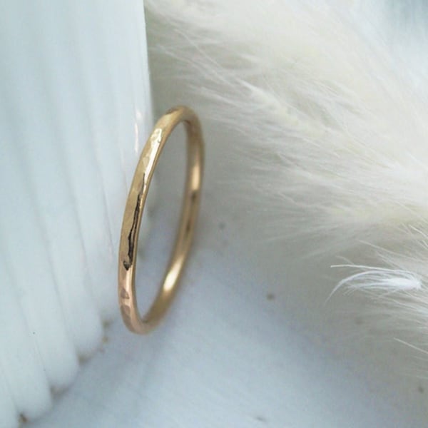 14K Goldring, Gold-Stapelring, Goldringe für Frauen, zierlicher Goldring, Ringe für Frauen, Goldband, Ring Gold, dünner Goldring