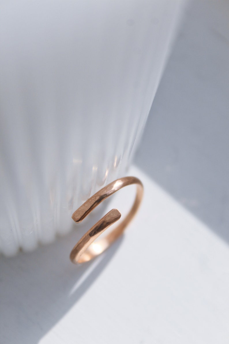 Rose Gold Ring, Gold Ring, Rings, Rings for Women, Adjustable Ring, Stackable Ring, Wrap Ring, Open Ring, Gift for Her image 1