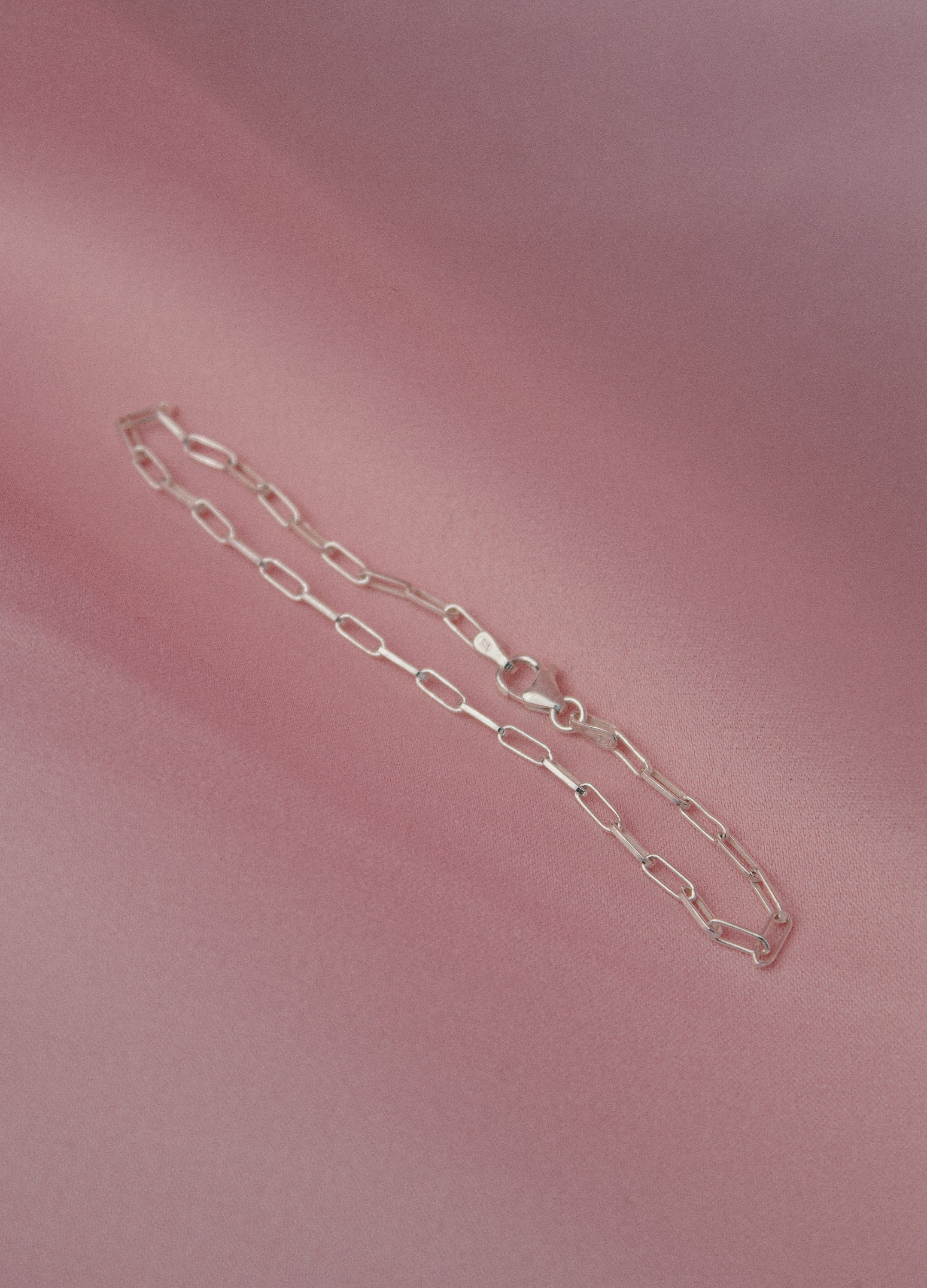 Sterling Silver Paper Clip Chain Bracelet, Dainty Silver Sterling Silver Paper Clip Chain Bracelet, Dainty Silver