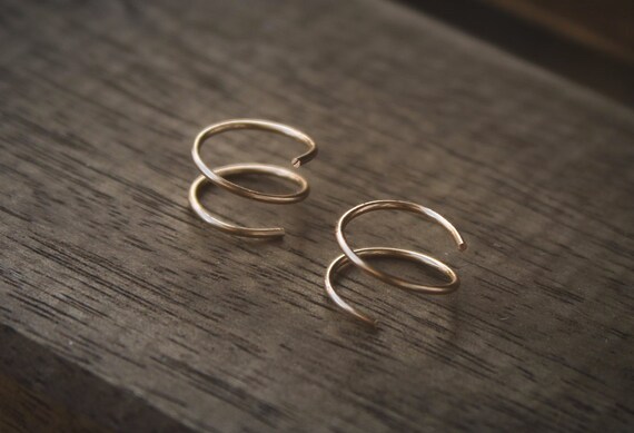 14k Gold Hoop Earrings, Gold Huggie Earrings, Gold Hoops