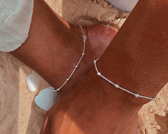 Sterling Silver Chunky Satellite Anklet, Sterling Silver Anklet, Satellite Anklet, Silver Anklet, Womens Silver Anklet, Anklets For Women