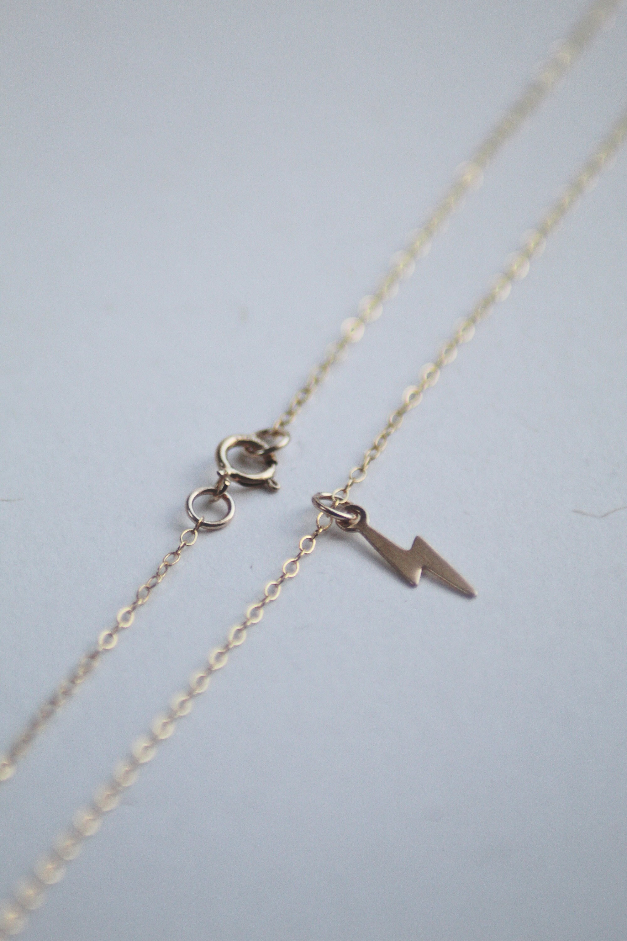 Gold Lightning Bolt Necklace 14k Gold Necklace Gold Etsy UK