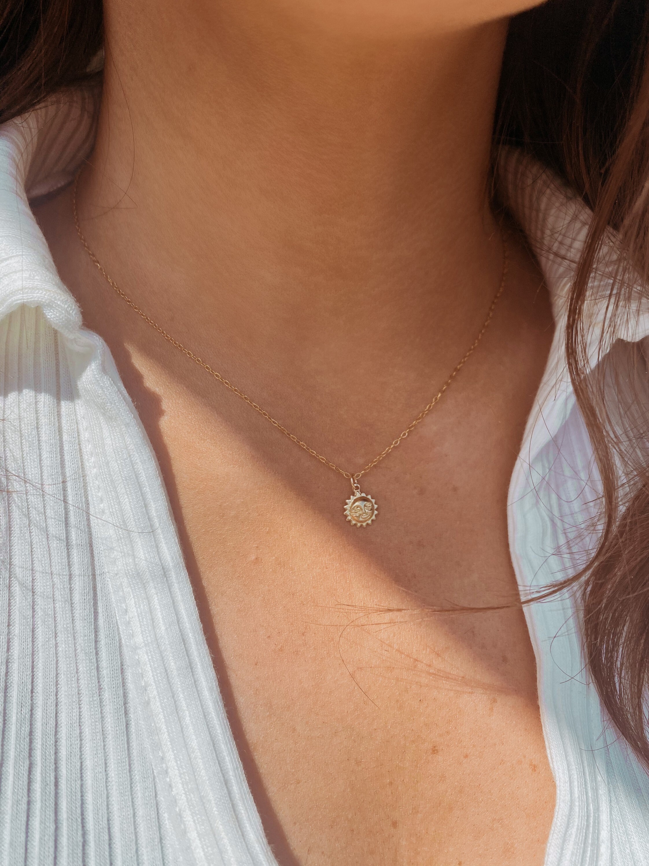 14k Gold Charm Necklace Gold Necklace Necklace For Woman Etsy
