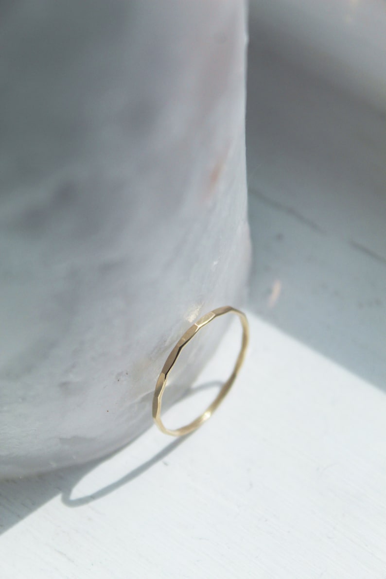 Gold Ring, 14K Gold Stacking Ring, Hammered Ring, Dainty Ring, Womens Ring, Rings For Women, Woman Ring, Cute Ring, Stack Ring image 7