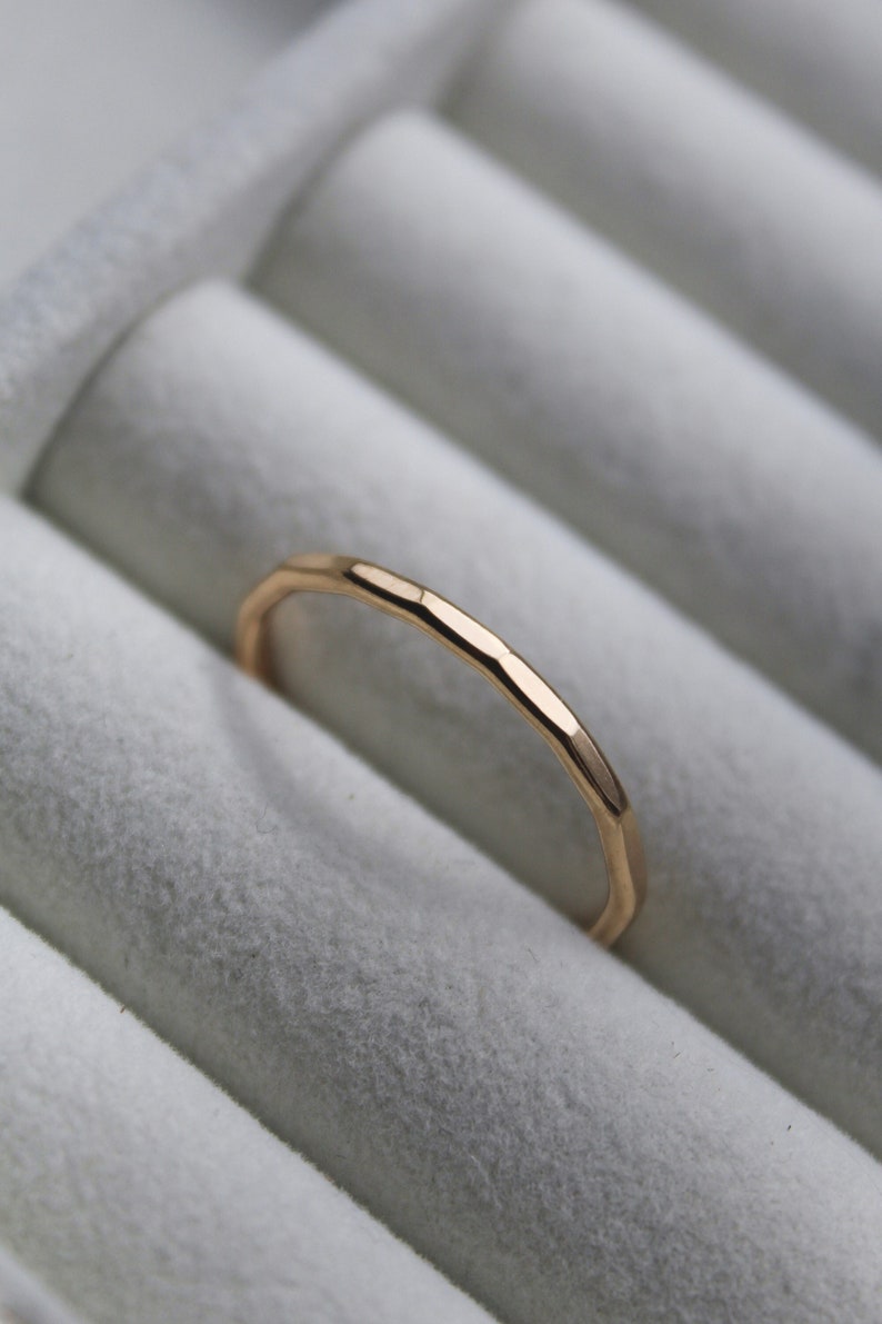 Gold Ring, 14K Gold Stacking Ring, Hammered Ring, Dainty Ring, Womens Ring, Rings For Women, Woman Ring, Cute Ring, Stack Ring image 4