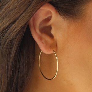 14K Gold Creolen, Gold Ohrringe, Gold Creolen, Hoop Ohrringe, Minimalistische Gold Ohrringe, Creolen Ohrring Gold, Big Gold Creolen, Große Creolen