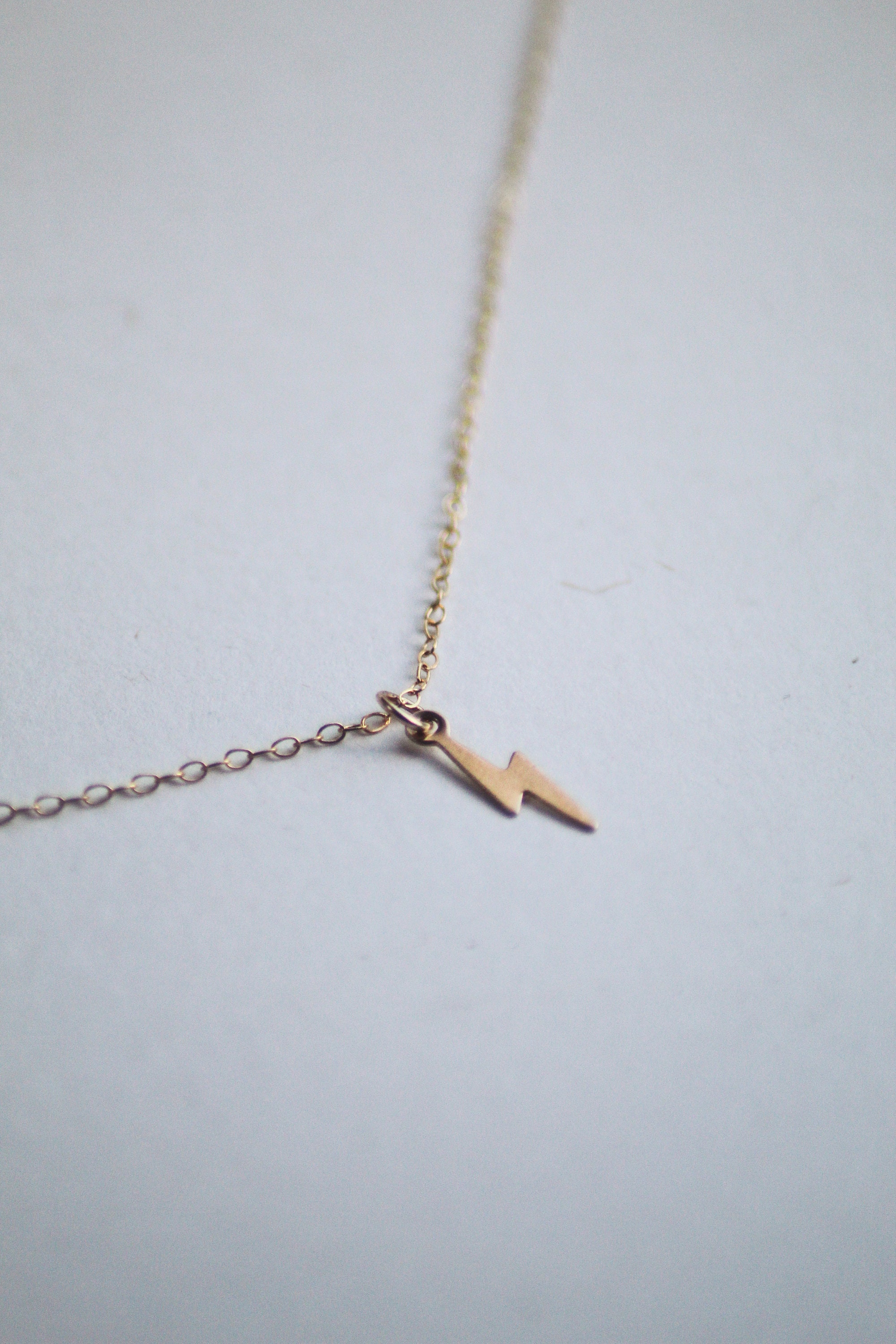 Gold Lightning Bolt Necklace 14k Gold Necklace Gold Etsy UK