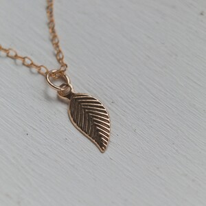 Dainty Gold Necklace, Gold Leaf Necklace, 14k Gold Necklace, Gold Necklace, Gold Chain Necklace, Necklace For Woman, Charm Necklace image 4