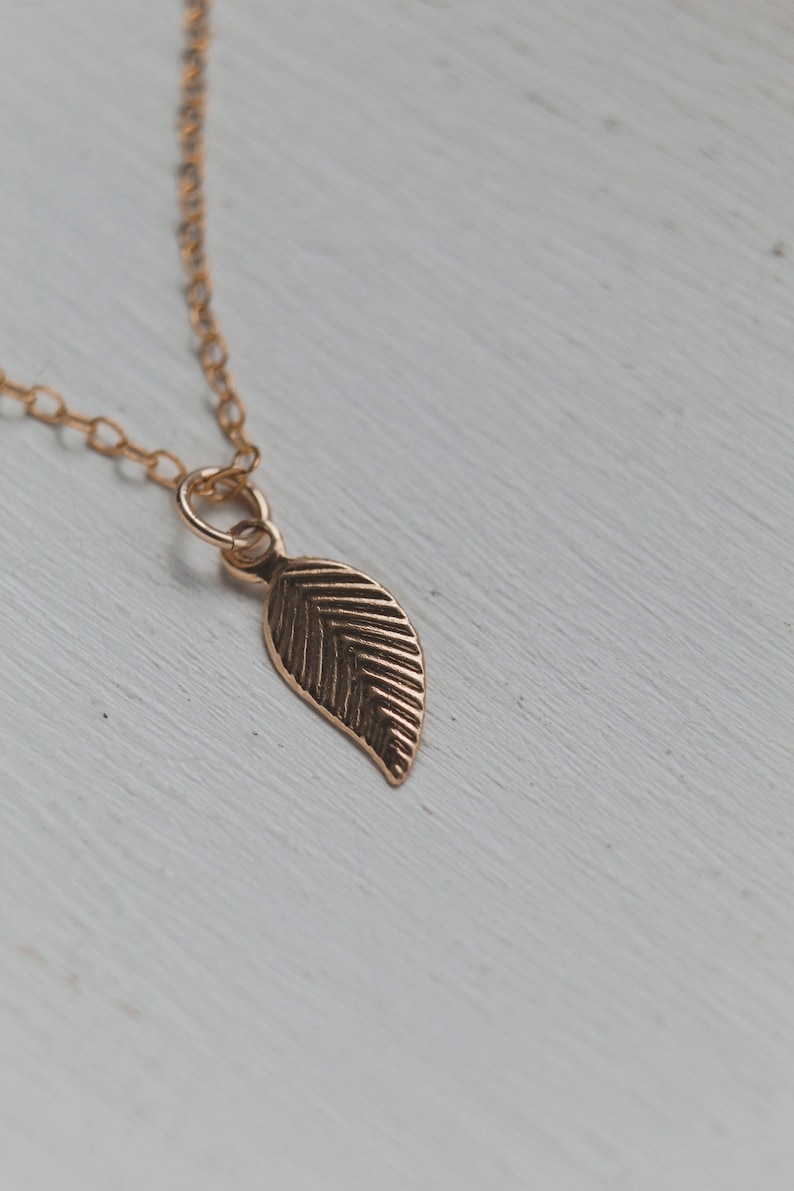 Dainty Gold Necklace, Gold Leaf Necklace, 14k Gold Necklace, Gold Necklace, Gold Chain Necklace, Necklace For Woman, Charm Necklace image 4