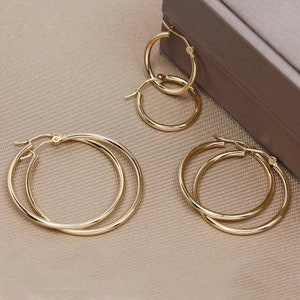 Gold Hoop Earrings, Waterproof Earrings, Hypoallergenic Hoops, Hoop Earrings Gold, Minimalist Hoops, Big Hoops, Chunky Hoops Gold, Everyday