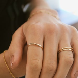 Gold Ring, 14K Gold Stacking Ring, Hammered Ring, Dainty Ring, Womens Ring, Rings For Women, Woman Ring, Cute Ring, Stack Ring image 2