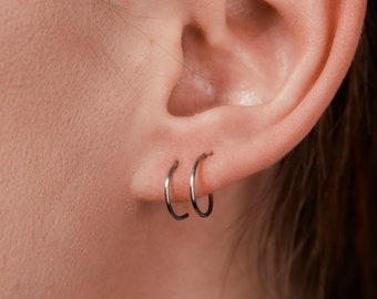 Titanium Hoop Earrings, Titanium Huggie Hoops, Small Titanium