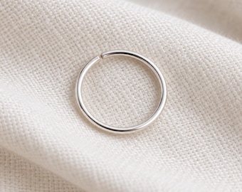 Handmade Sterling Silver Nose Ring Hoop, Dainty 21 Gauge