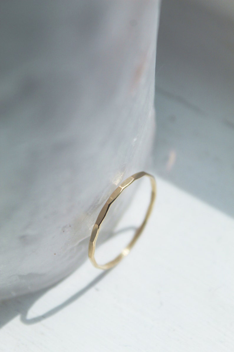 Gold Ring, 14K Gold Stacking Ring, Hammered Ring, Dainty Ring, Womens Ring, Rings For Women, Woman Ring, Cute Ring, Stack Ring image 8