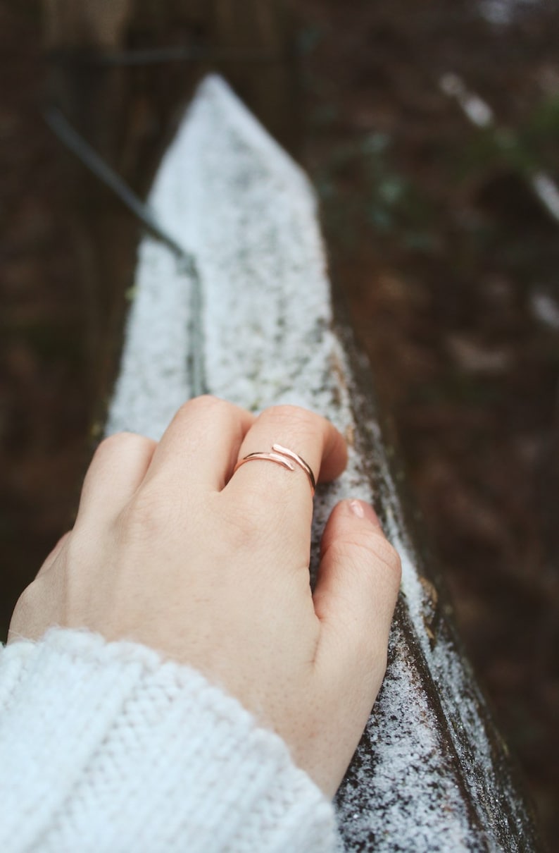 Rose Gold Ring, Gold Ring, Rings, Rings for Women, Adjustable Ring, Stackable Ring, Wrap Ring, Open Ring, Gift for Her image 8