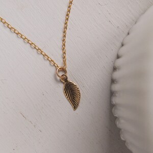 Dainty Gold Necklace, Gold Leaf Necklace, 14k Gold Necklace, Gold Necklace, Gold Chain Necklace, Necklace For Woman, Charm Necklace image 3