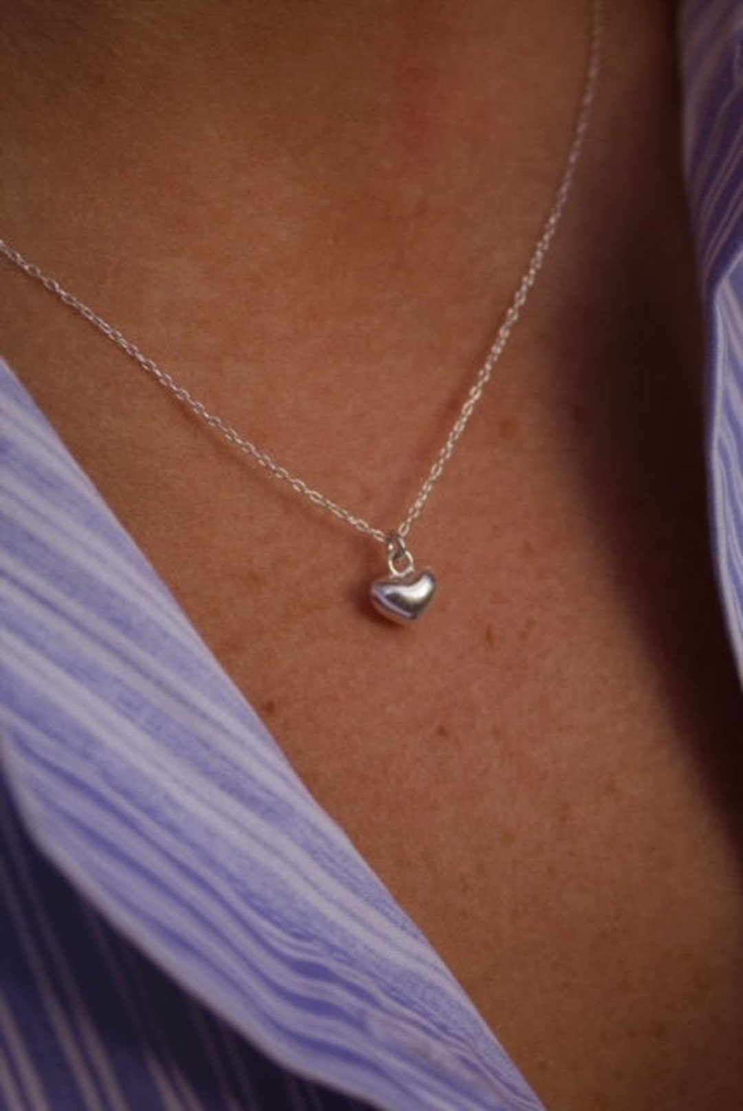 Sterling Silver Necklace, Heart Necklace, Dainty Necklace