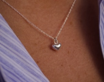 Sterling Silver Necklace, Heart Necklace, Dainty Necklace