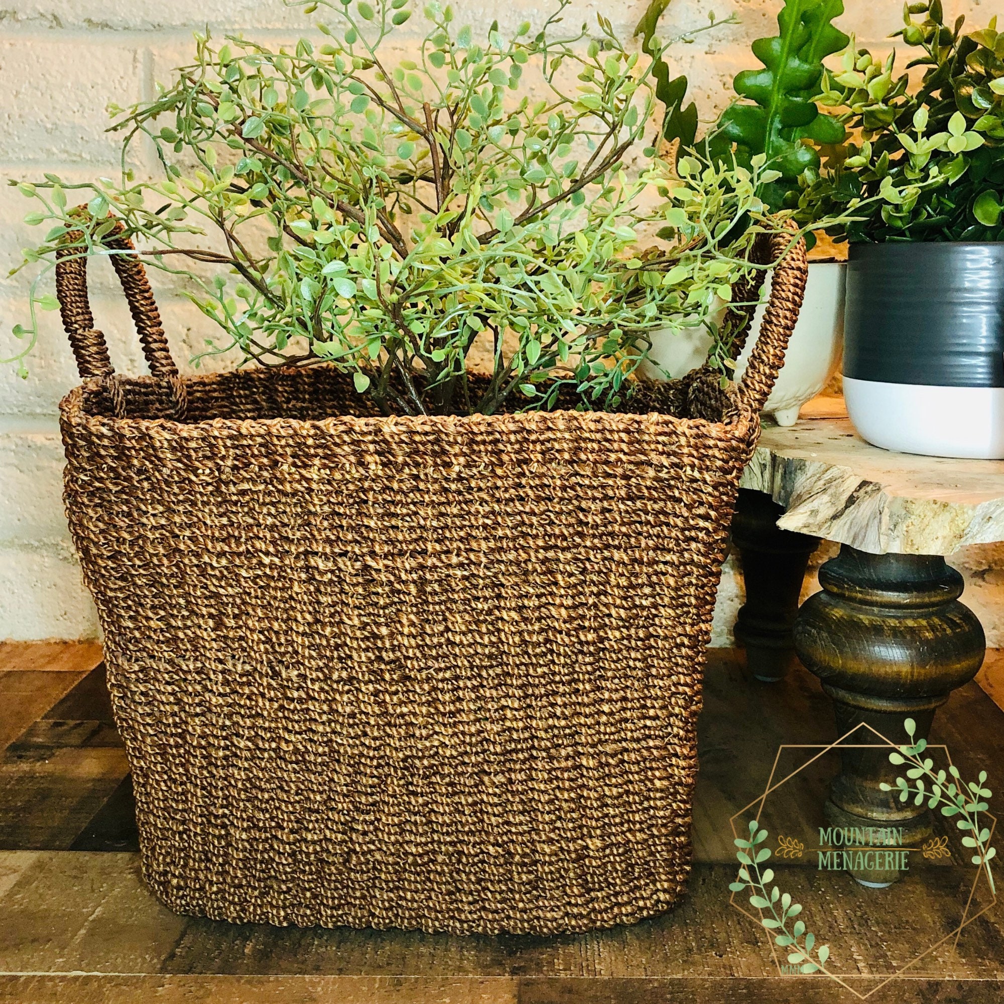 Wicker Plant Baskets Wicker Storage Baskets Trash Bins Etsy