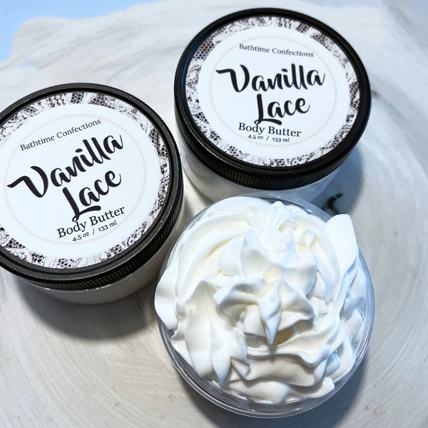 Vanilla Lace Body Butter, Whipped Body Cream, Thick Lotion
