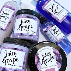 Juicy Grape Collection, Body Lotion, Body Wash, Body Spray, Whipped Soap, Sugar Scrub, Body Butter