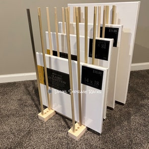 Adjustable Art Storage Rack - 24” long x 11” wide with 24” tall dowels - Art Canvas Storage