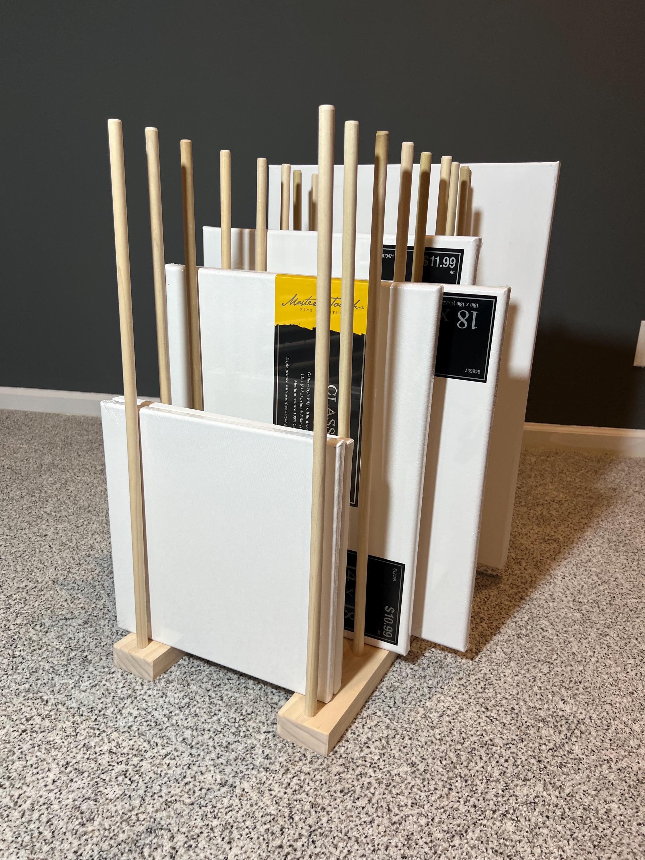 Handmade Wood Art Storage Rack: Canvas, Picture Frame Organizer ...