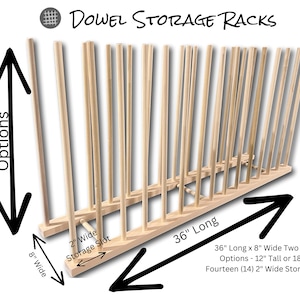 Art Storage Rack - 36” long x 8” wide - Two Height Options available - 12” or 18” tall