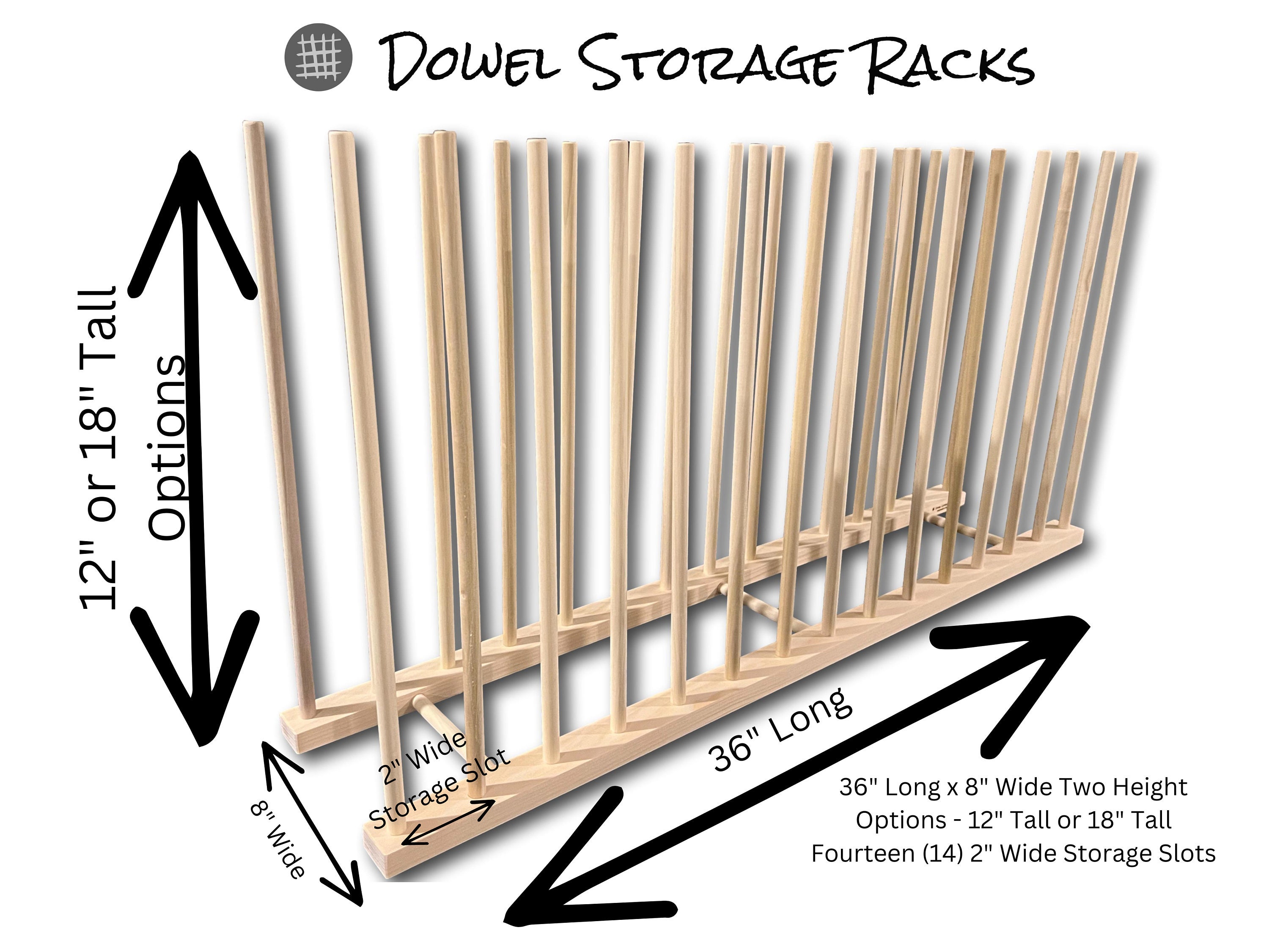 Art Storage Rack - 36” long x 8” wide - Two Height Options available - 12” or 18” tall