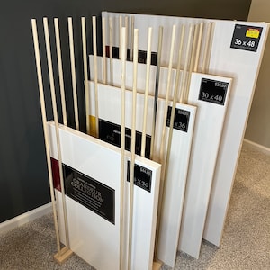 Art Storage Rack - 36" long x 20" wide with 48" tall dowels - Large Canvas Storage - up to 48”